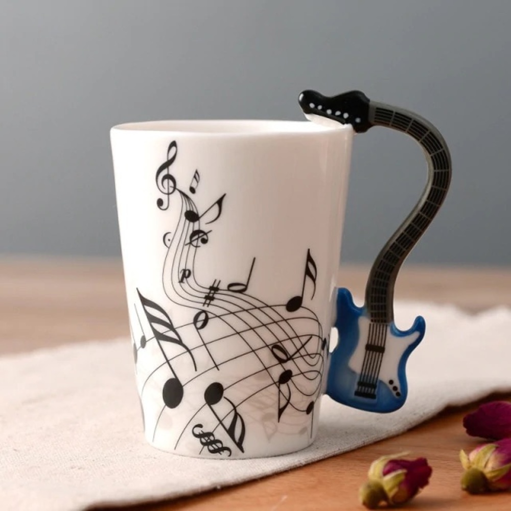 GUITAR CERAMIC CUP WITH UNIQUE DESIGN HANDLE Guitar Coffee Mug